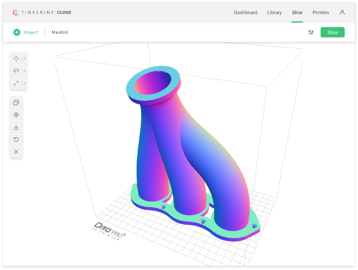 Tinkerine Cloud interface screenshot with 3d model.